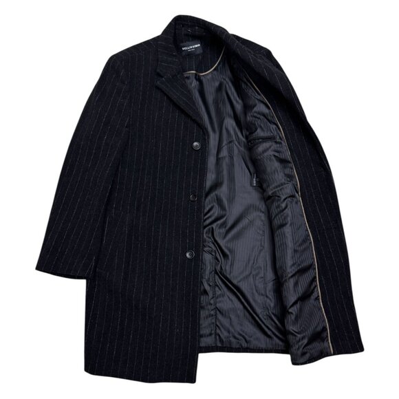 BELLISSIMO Wool Cashmere Luxury Designer Winter Business Long Pea Coat  Mens XL - Picture 2 of 8